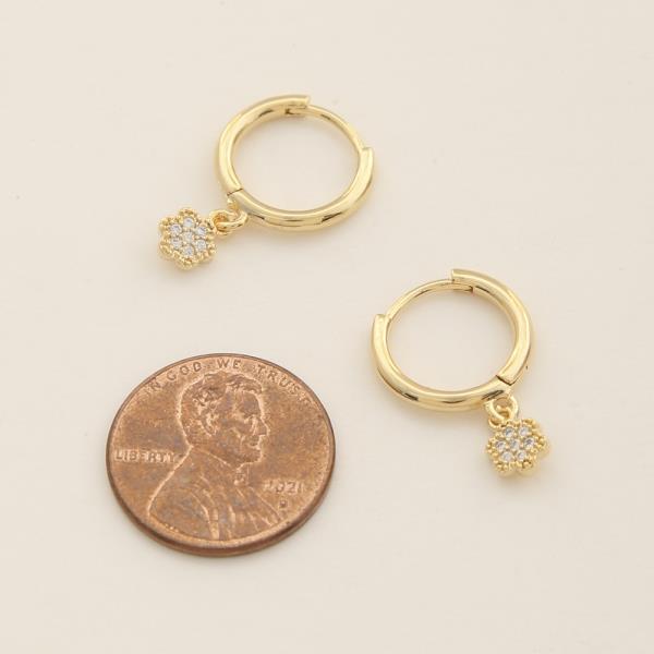 14K GOLD DIPPED FLOWER CHARM HOOP EARRING
