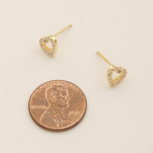 14K GOLD DIPPED HEART CZ STUD EARRING