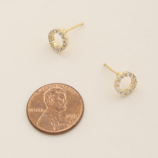 14K GOLD DIPPED ROUND CZ STUD EARRING