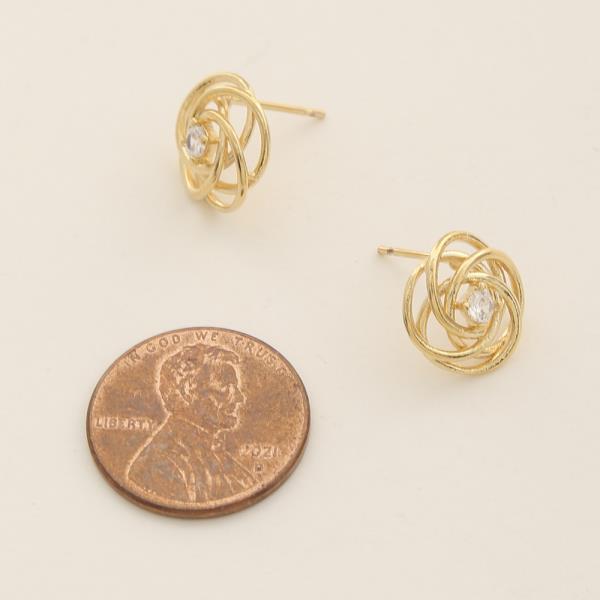 14K GOLD DIPPED CZ SPIRAL DESIGN STUD EARRING