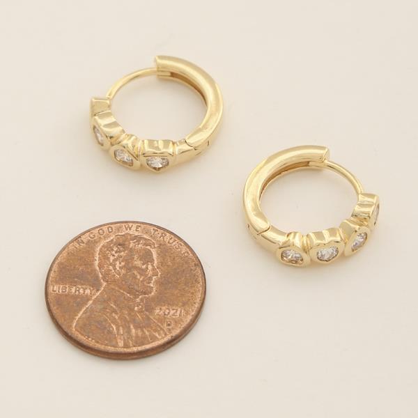 14K GOLD DIPPED CRYSTAL HUGGIE HOOP EARRING