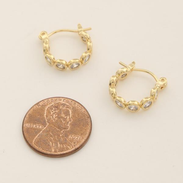 14K GOLD DIPPED SPARKLING HUGGIE HOOP EARRING