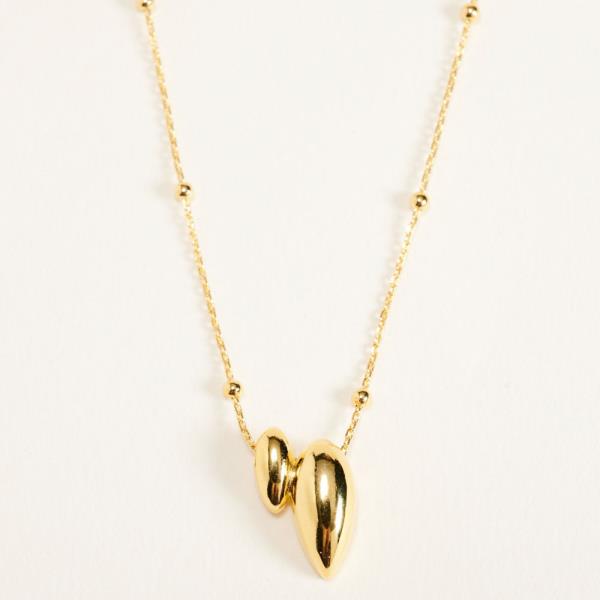 ORGANIC SHAPED METAL W/ GOLD-DIPPED PENDANT SHORT NECKLACE