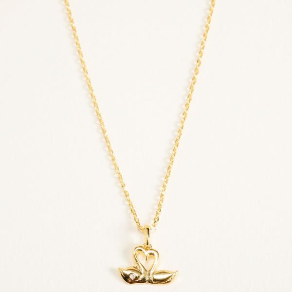 SWAN SHAPED METAL W/GOLD-DIPPED PENDANT SHORT NECKALCE