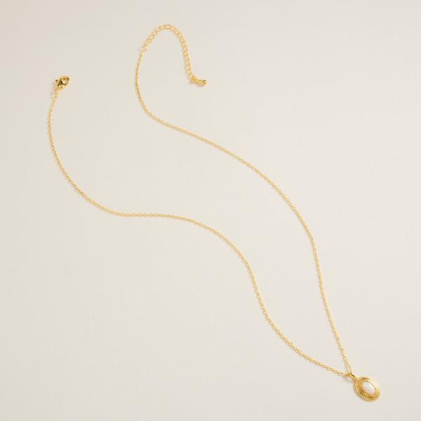 OVAL SHAPED FIRE OPAL W/ GOLD-DIPPED PENDANT SHORT NECKLACE