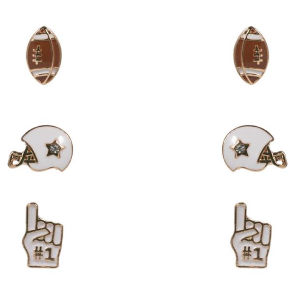 FOOTBALL ICONS ENAMELED 3 SET EARRING