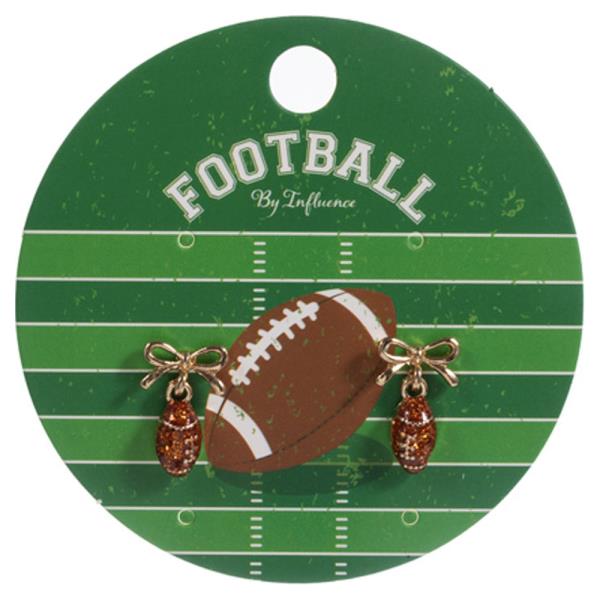 FOOTBALL SHAPED ENAMELED PENDANT W/ METAL BOW EARRING