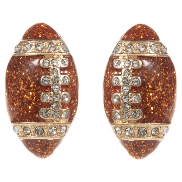FOOTBALL SHAPED ENAMEL POST EARRING