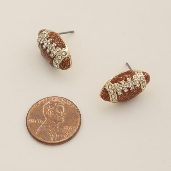 FOOTBALL SHAPED ENAMEL POST EARRING