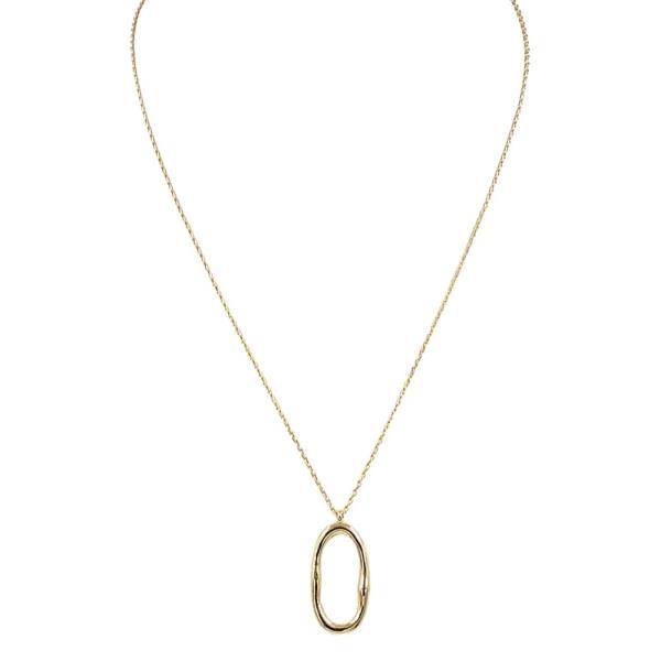 18K BRASS- BUBBLE OVAL PEARL PENDANT NECKLACE