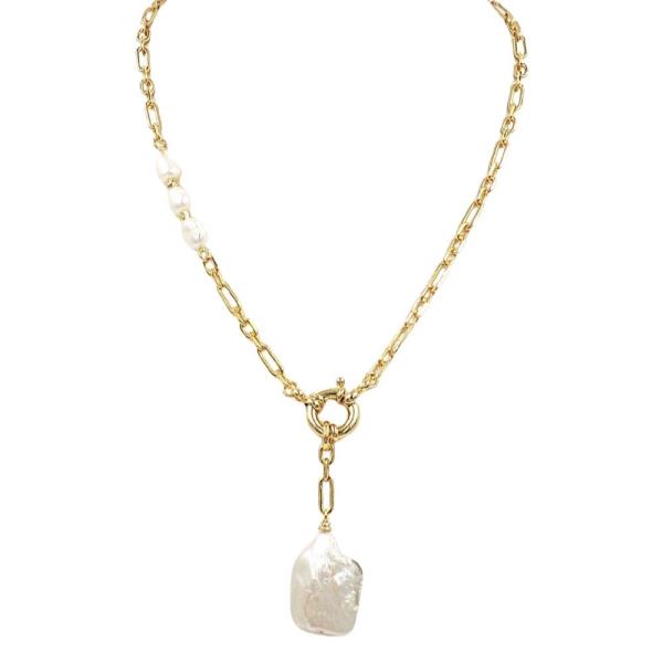 BAROQUE PEARL DROP T NECKLACE