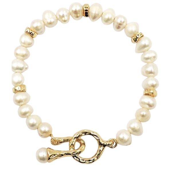 18K BAROQUE PEARL TOGGLE BRACELET