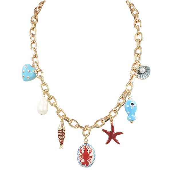 CERAMICS SEAFLISH CHARM CHAIN NECKLACE