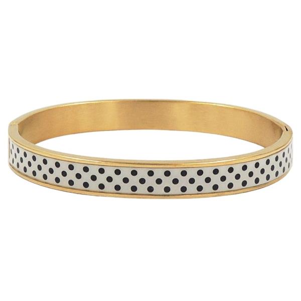 STAINLESS STEEL POLKA DOT HINGED BANGLE BRACELE