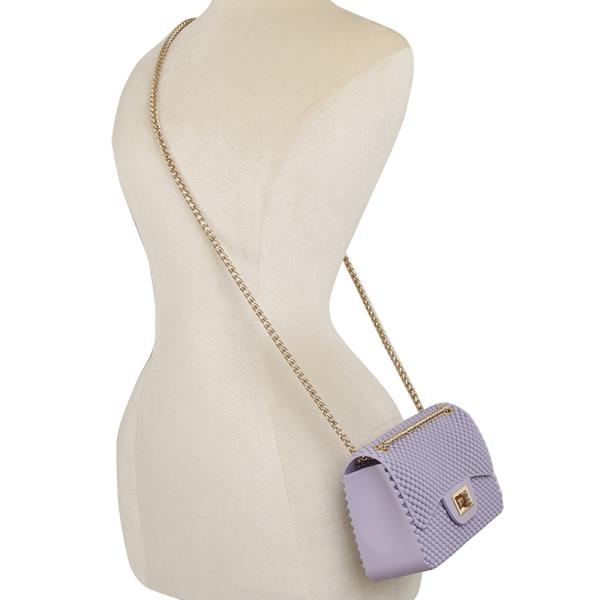 MODERN BEAD TEXTURED TURN LOCK CROSSBODY BAG