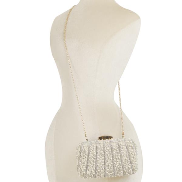 RHINESTONE BEAD DESIGN EVENING CLUTCH BAG