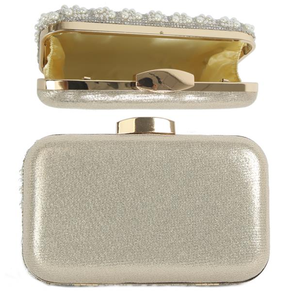 RHINESTONE BEAD DESIGN EVENING CLUTCH BAG