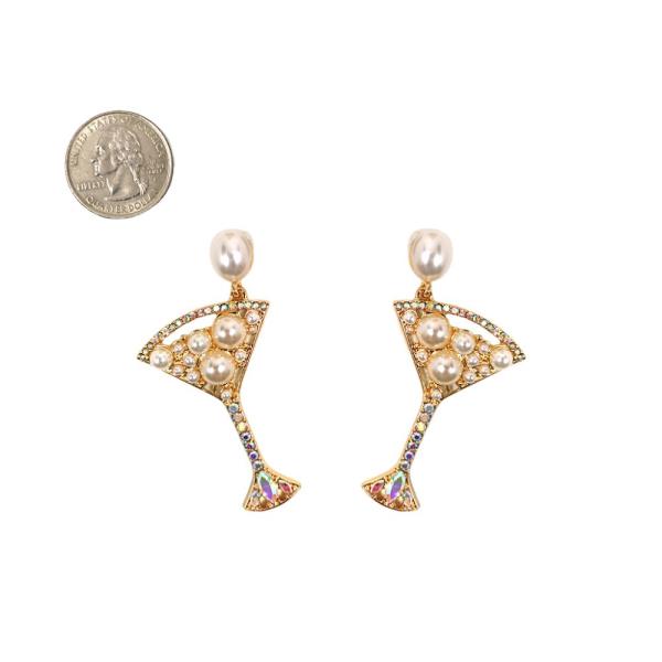 COCKTAIL SHAPE W PEARL EARRINGS