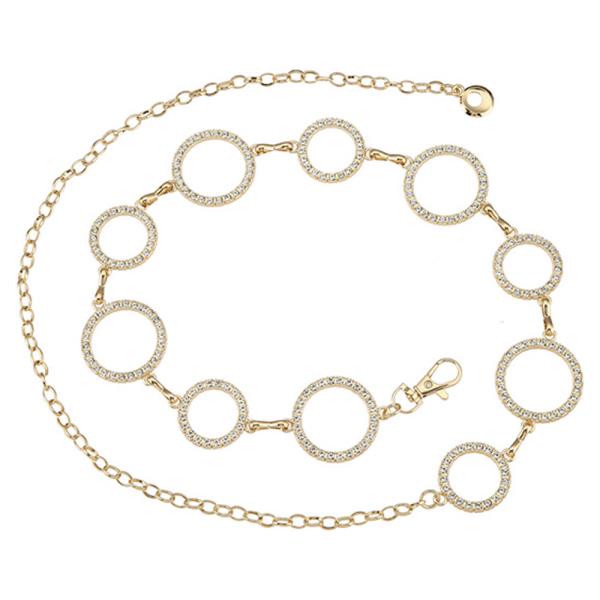 RHINESTONE OPEN CIRCLE LINK CHAIN BELT