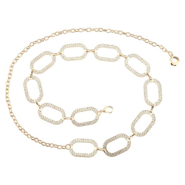 RHINESTONE OPEN OVAL LINK CHAIN BELT