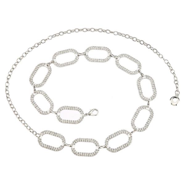RHINESTONE OPEN OVAL LINK CHAIN BELT