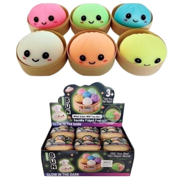 GLOW IN THE DARK DUMPLING SQUISHY SQUEEZE TOY (12 UNITS)