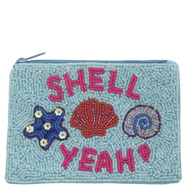 SEED BEAD SHELL YEAH COIN PURSE