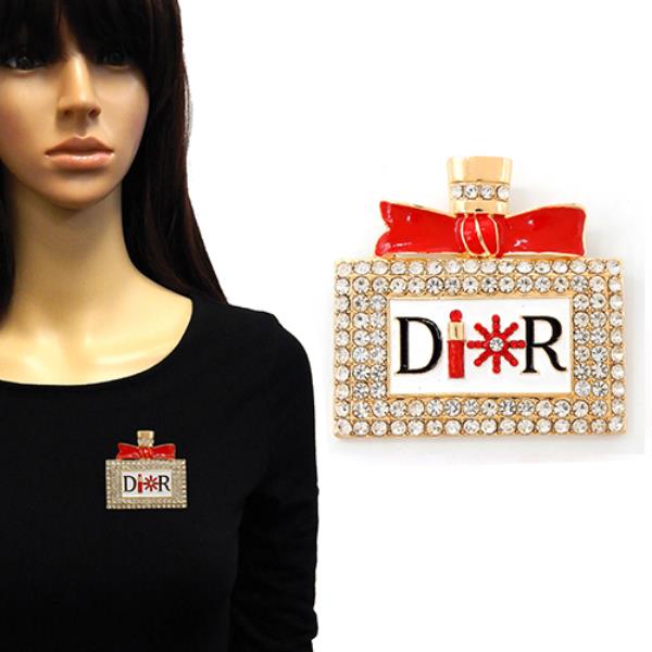RHINESTONE AND EPOXY PERFUME BROOCH