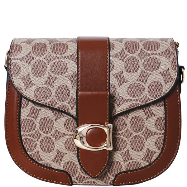 OVAL PRINT TEXTURE CROSSBODY BAG