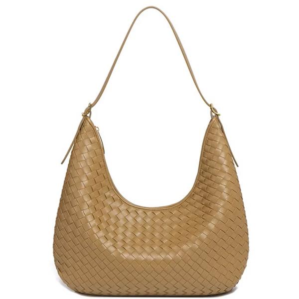 WOVEN TEXTURE SHOULDER HOBO BAG