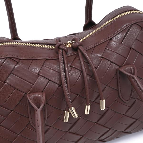 WOVEN DESIGN LOTUS SHOULDER BAG