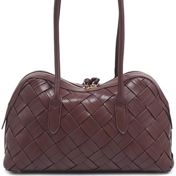 WOVEN DESIGN LOTUS SHOULDER BAG