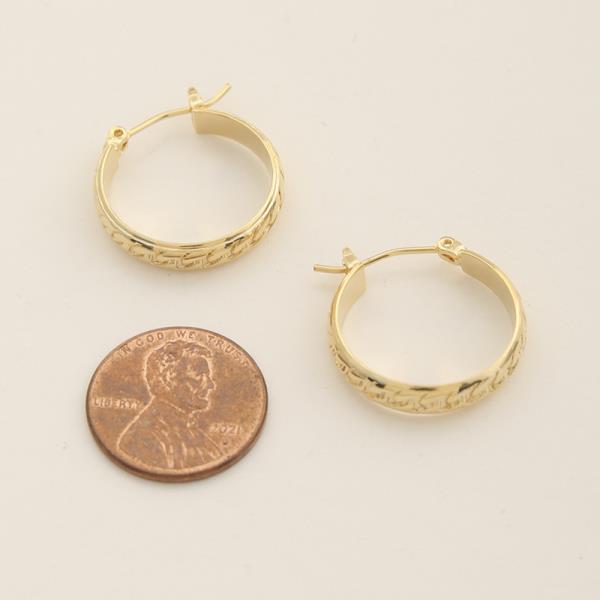 14K GOLD DIPPED TEXTURED HOOP EARRING
