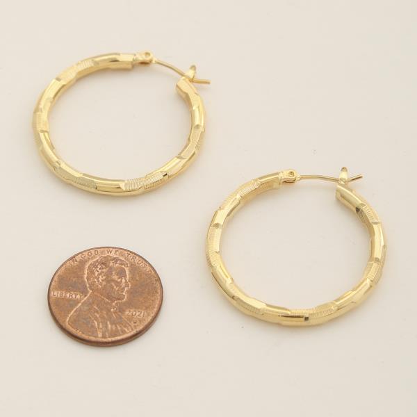 14K GOLD DIPPED HAMMERED TEXTURE HOOP EARRING