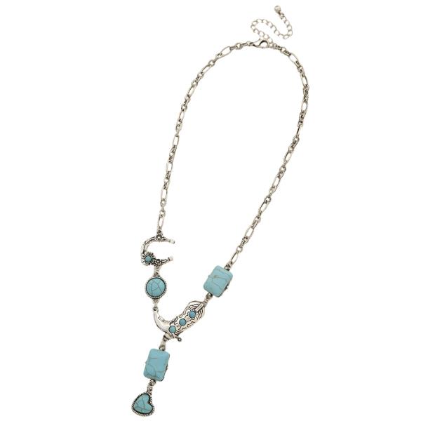 WESTERN THEME STONE NECKLACE EARRING SET