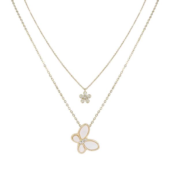 CZ BUTTERFLY LAYERED NECKLACE