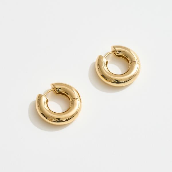 14K GOLD WHITE GOLD DIPPED CHUNKY HUGGIE HOOP EARRINGS