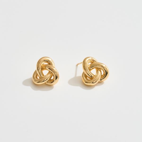 14K GOLD WHITE GOLD DIPPED INTERLOCKING KNOT STUD EARRINGS