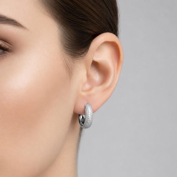 14K GOLD DIPPED GLAM CRYSTAL HOOP EARRINGS