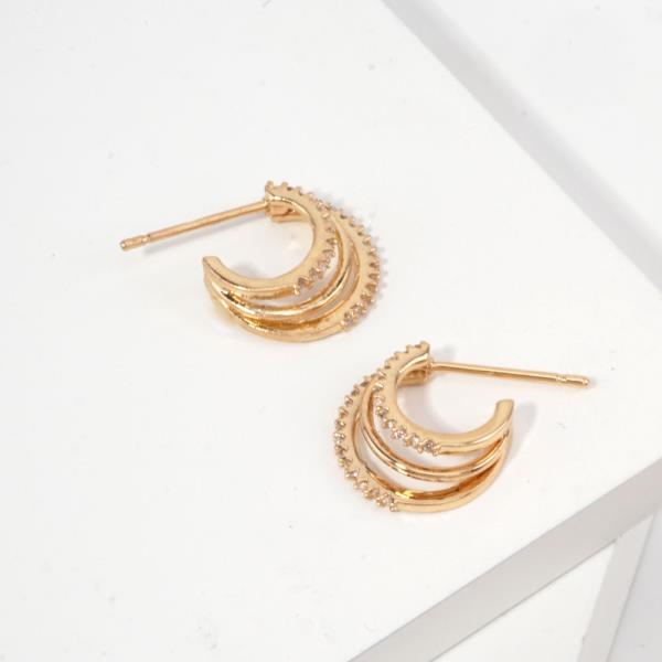 14K GOLD DIPPED CZ ACCENT MINI HOOP EARRINGS