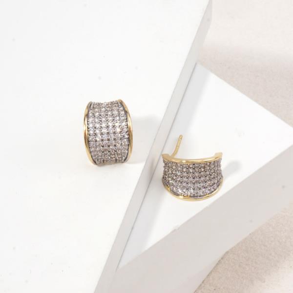 14K GOLD DIPPED MICRO PAVE WIDE HOOPS