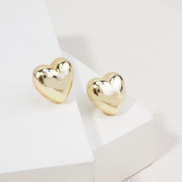14K GOLD DIPPED HIGH POLISH HEART POST EARRINGS