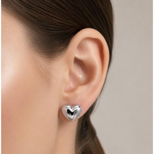 14K GOLD DIPPED HIGH POLISH HEART POST EARRINGS
