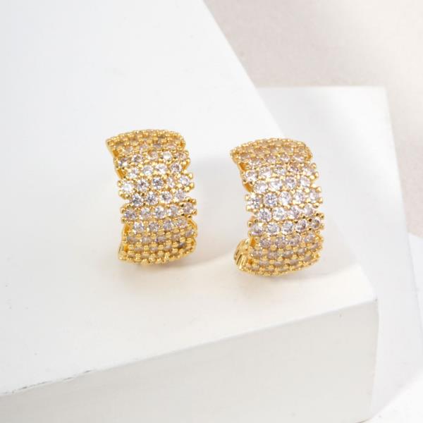14K GOLD WHITE GOLD DIPPED MICRO PAVE CZ EARRING