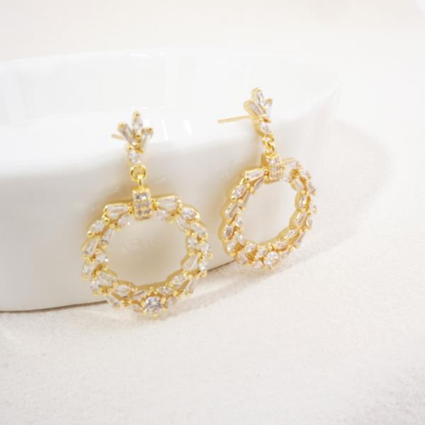 14K GOLD WHITE GOLD DIPPED MARQUISE AND BAGUETTE CZ EARRINGS