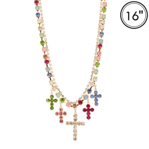 RHINESTONE CROSS NECKLACE