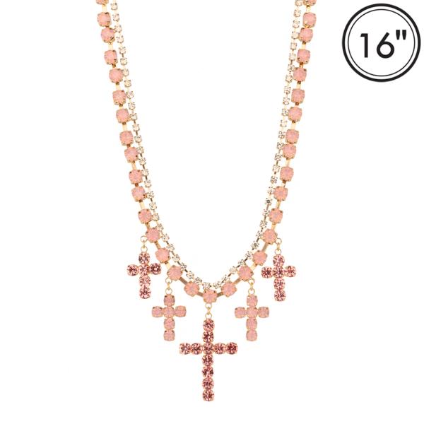 RHINESTONE CROSS NECKLACE