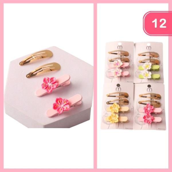 HIBISCUS MIX HAIR CLIPS (12 UNITS)
