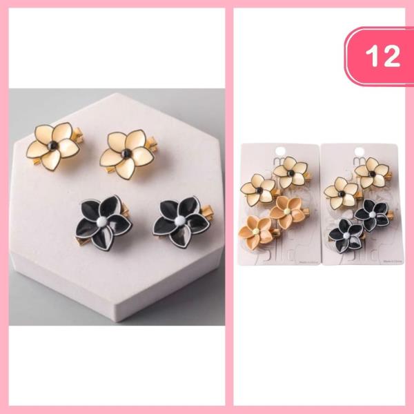 FRENCH TRIM FLOWER MINI HAIR CLAW CLIPS (12 UNITS)