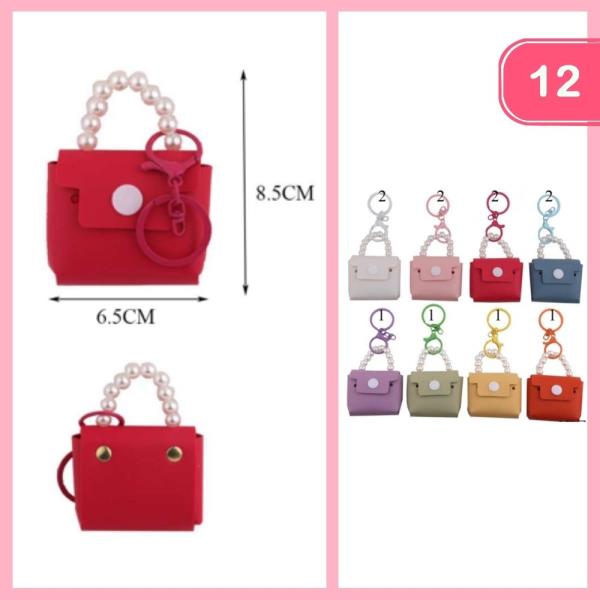 MINI HANDBAG W/PEARL KEYCHAIN (12 UNITS)